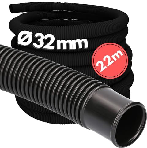 22 Meter Kalitec Poolschlauch 32mm, schwarz I Schwimmbadschlauch 32 mm I Schlauch Pool I Schlauch für Poolpumpe I flexibler Wasserschlauch I 32mm Pumpenschlauch I Formstabil und Trittfest