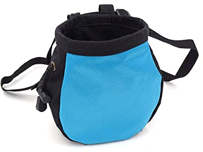 Khakho Climbing Chalk Bags,No Leak Rock Climbing Strawstring Bag Drawstring Magnesia Sack,Rock Climbing Gear Equipment (Light Blue)