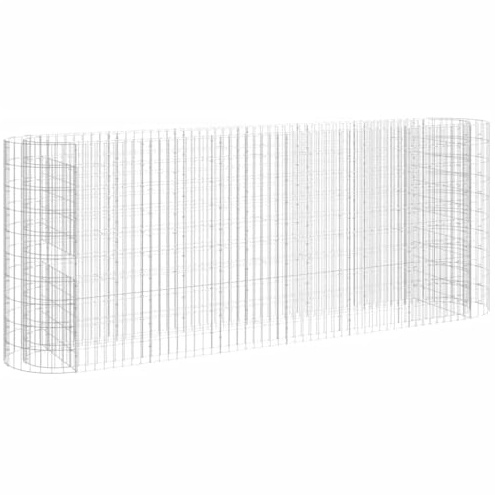 vidaXL Gabbione con Letto Rialzato in Acciaio Zincato 260x50x100 cm