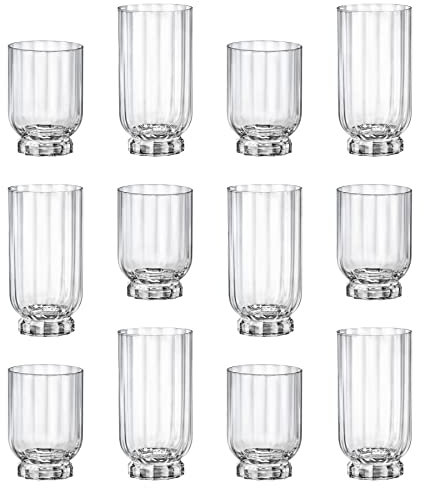 Bormioli Rocco 12pc Clair Florian Verrerie Ensemble - Mixte Verre High-Ball Cocktail Gin Verres & Eau Whiskey Gobelets à Boire