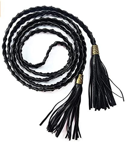 LUMoony Taillengürtel Damenkleid Gürtel 200cm Lang Quaste Kleidgürtel Flechtgürtel Geflochtener Gürtel Fransenkettengürtel Seilgürtel Vintage Fashion Kleidgürtel Hüftgürtel Schnalle Damen Dekorative