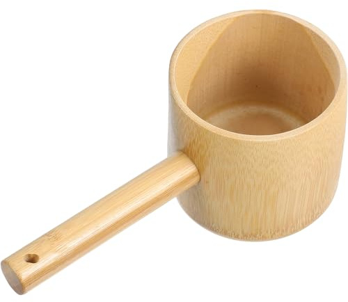 HOMSFOU Bamboo Water Ladle Japanese Tea Ceremony Ladle Portable Soup Serving Scoop for Tea House Restaurant Kitchen Scented Loose Leaf Powder Salt 8.26 X 3.54 X 3.14 in