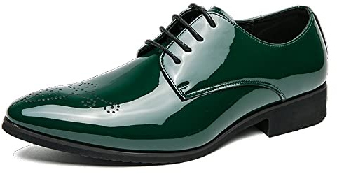 Ninepointninetynine Abito Oxford Scarpe Formali da Uomo Stringate Brogue Scarpe Derby in Pelle Sintetica con Punta a Punta Suola in Gomma Antiscivolo Tacco Largo da Sposa (Color : Verde, Size : 45 E