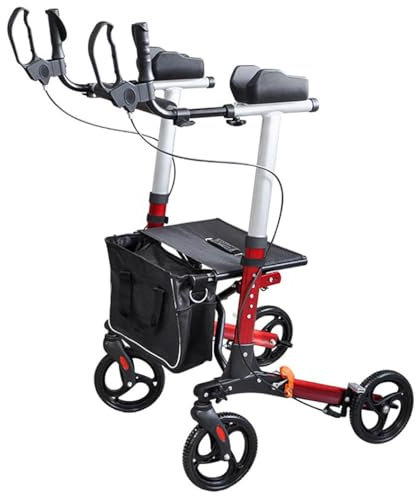 Deambulatore Rollator Pieghevole,Deambulatore per Anziani con 4 ruote,deambulatore da esterno,alluminio Rollator,con Maniglia Regolabile in Altezza,Per esterno e interno A