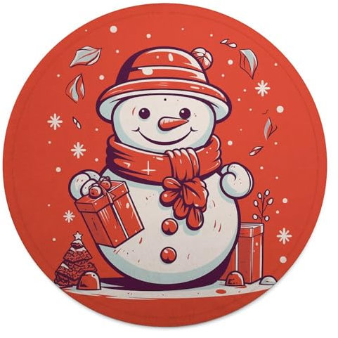 Rundes Strandtuch, Schneemann bringt Geschenke, bedruckte Reisedecke, personalisierte Decke, Yoga-Decke, Mikrofaser-Strandtuch, dicke Tischdecke, Unisex