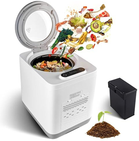 Compostador eléctrico para cocina, contenedor de compost de 3,8 l con adsorción de olores, conversión de residuos de alimentos en precompost, molienda de secado rápido, ciclador de alimentos inodoro