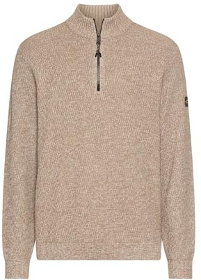 camel active herr stickad troyer med melerad struktur, havre, 3XL