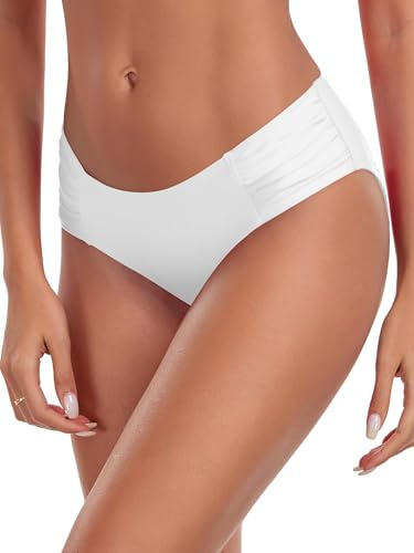 Ocean Blues Bas Bikini Femme froncé côtés – Blanc Taille S