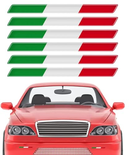 6 Pezzi Adesivi Stickers Bandiera Italiana Adesivo Auto Esterno Resistente a Pioggia e Sole Decalcomanie Auto Moto Scooter Quad Casco Biciclette