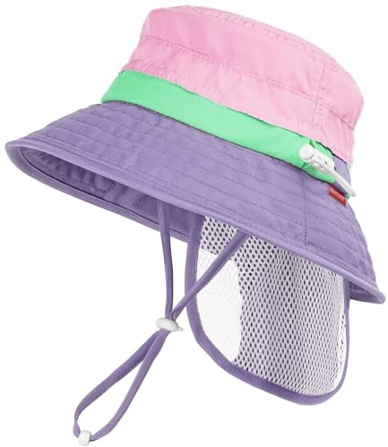 HECCEI Baby Sun Hat, UPF 50+ Toddler Sun Protection Cap Adjustable & Breathable with Neck Flap Legionnaires Hat, Summer Essential for Beach, Pool & Outdoor (UK, Age, 6 Months, 24 Months, Purple)
