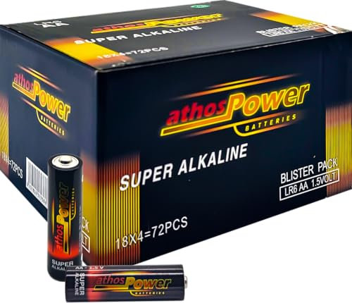 Pack de 72 Pilas Alcalinas AA 1.5V LR6 | Alta Duración y Potencia | 18 Blisters de 4 Unidades | para Mandos, Juguetes, Linternas, Cámaras y Más | Energía Estable y Segura Sin Fugas hasta 10 Años