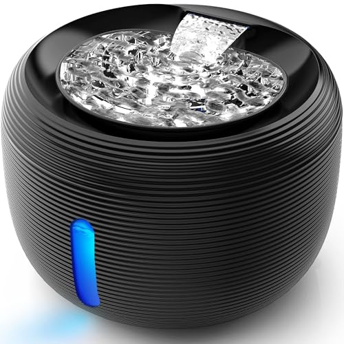 Kastty 3.5L/118 oz Cat Water Fountain, Large Capacity Quiet Pet Water Fountains for Cats Indoor Water Level LED Light Multi-Filtration BPA-Free, Automatic Cat Fountain Easy Cleaning FS77(Black)