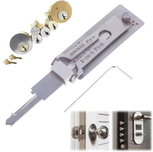 CUOFOL Stainless Steel 2 in 1 Lock Pick and Decoder, Professional Lock Picking Tool, Master Key Decoder, Home Use
