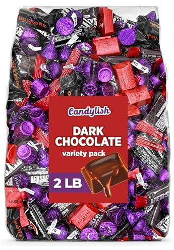 Dark Chocolate Candy Mix, 2 lb Bulk – Salted Caramel, Wafer Crisp, Nugget Truffle & Dark Bars – Individually Wrapped Candies for Gifting, Trick-or-Treating, Stocking Stuffers & Valentine Treats