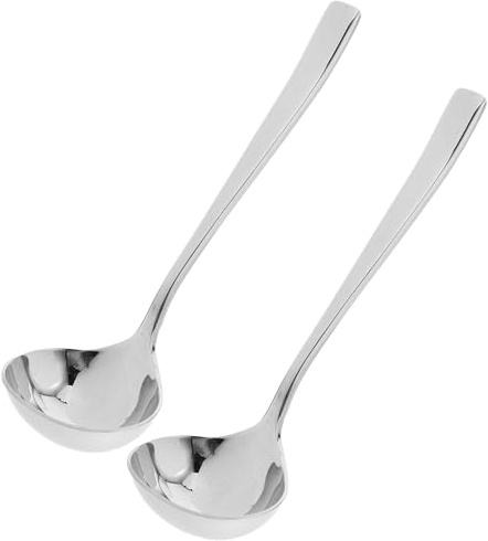 Ipetboom 2 piezas Cucharas Pequeñas de Acero Inoxidable para Salsa y Gravy de Cucharones con Mango para Servir y Remover Salsas Utensilios de Cocina Versátiles para Aderezos y Guisos