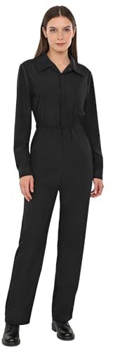 YiZYiF Dam arbetsoverall blåman overall med fickor Coverall mekaniker hantverkare arbetskläder jumpsuit, svart, S