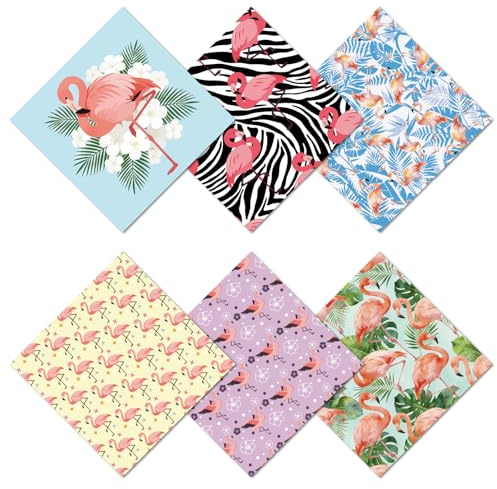 CREATCABIN 6 Chiffon Nettoyage pour Lunettes Microfibre Multicolore à Motif Flamant Rose. Lingettes Douces et Réutilisables pour Lunettes Objectifs D'Appareil Photo Écrans D'Ordinateurs 15.5x15.5cm