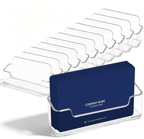 RFYTDCF 12 Pcs Business Card Holders, Transparent Business Card Stand Desk Display Organizer for Counters Holds Standard Business Cards Professional Desk Organisation