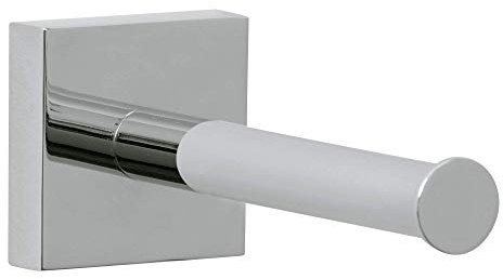 tesa EKKRO Ersatzrollenhalter für Toilettenpapier, verchromt - zur Wandbefestigung ohne Bohren, inkl. Klebelösung - 50 mm x 50 mm x 125 mm