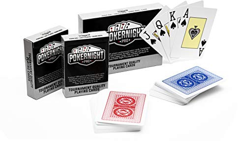 Poker Night Pro 2 Jeux de Cartes à Jouer Professionnelles 100% Plastique Texas Holdem Poker de (1 x Rouge / 1 x Bleu) | 54 Pièces par Jeu, y Compris 2 Jokers | Index Jumbo | Qualité Super Casino
