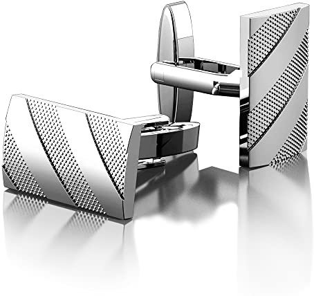 CIOUYAOS Cufflinks for Men, cuff links with box, personalised men's silver cufflink Gift for Wedding Business Shirt (silver)