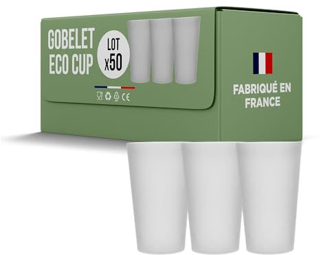 SPARKLERS CLUB Lot de 50 Gobelets Réutilisables ECO CUP 30cl - Jusqu'à 100 Lavages lave vaisselle - Gobelet Bière Réutilisable en Polypropylène, Gobelet Eco Cup pour tout évènement