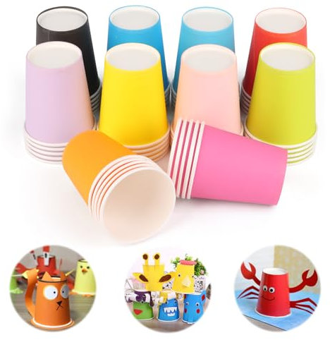 50 Piezas Vasos Carton de Fiesta Multicolor Vasos Cafe Vasos de Papel Colores 250 ML Tazas de Fiesta Mini Vasos de Papel de Colores Vacaciones Vasos de Fiesta Multicolor para Barbacoas Bodas Fiestas