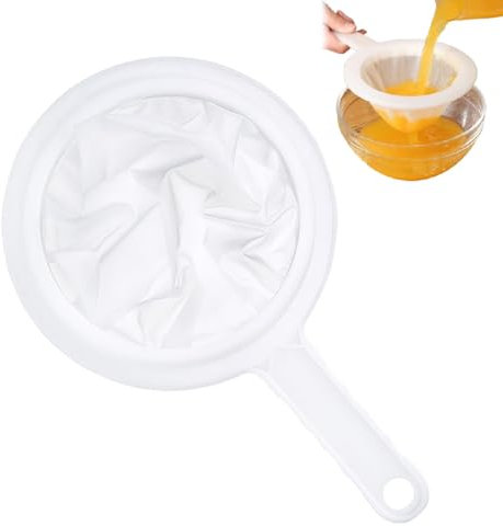 BHIPKOTFiltro colino, colino in Nylon con Manico, colino a Imbuto Ultra-fine a 200 Maglie con Bordo e Manico Comodi e Antiscivolo per Succo, Latte, caffè, ECC.