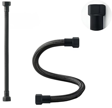 LAXARA DVGW Premium farbiger Flexschlauch schwarz und weiß 3/8 Zoll bis 1/2 Zoll ÜM beidseitig in auswählbaren Stilen (1/2 Zoll Schwarz | Schwarz Matt, 50 cm)