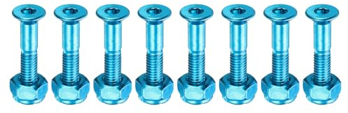PATIKIL 25mm Skateboard Hardware Schraube, 8 Stück Schrauben Karbonstahl Truck Montageschrauben Bolzen Muttern Set Scooter Ersatzteile für Skateboard Cruiser, Blau