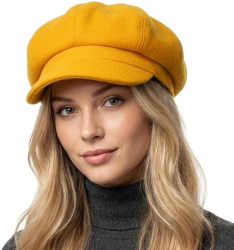 HIQIU Damballongmössa baskermössa toppig mössa höst vinter varm basker mössa målarhatt åttkantig Newsboy Cap