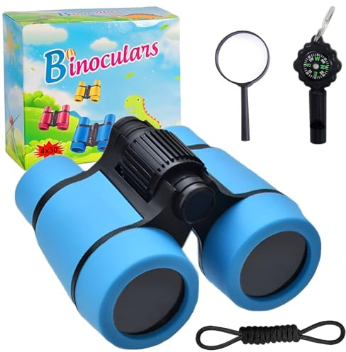 Binoculars, 4x30 High Resolution Binoculars for Kids, Blue Anti Slip Telescope, Suitable for Bird Watching Hiking Camping Hunting Car Travel and Exploring Outdoor Activities