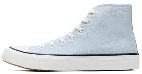 Dammode träningsskor hög topp kanvasskor för kvinnor män klassiska snörning Plimsoll pumps sneakers vardagliga tennis promenadskor, Ljusblått, 41.5 EU