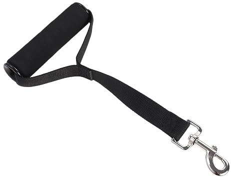 Kisangel Laisse Courte pour Chien Noire Outil de Dressage avec Crochet Métallique Antirouille Accessoires pour et Promenade