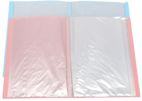 SUPVOX Carpeta Organizadora A3 de Plástico Resistente para Documentos y Pósteres 60 Páginas Colores Azul y Rosa Adecuado para Almacenar y Proteger Obras de Arte Dibujos y Recibos