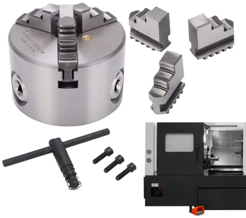 Portabrocas de torno para torneado de madera | Accesorios de aleación autocentrante de 3 mandíbulas - Mandril de torno de metal de madera de precisión de 80 mm - para grabador de enrutador, centro de