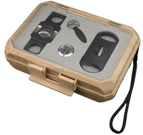 VYSLZ Lot de 5 coupe-cigares - Étui de capacité en V - Coupe-cigare manuel - Portable - Boîte hydratante de voyage en plastique (A)