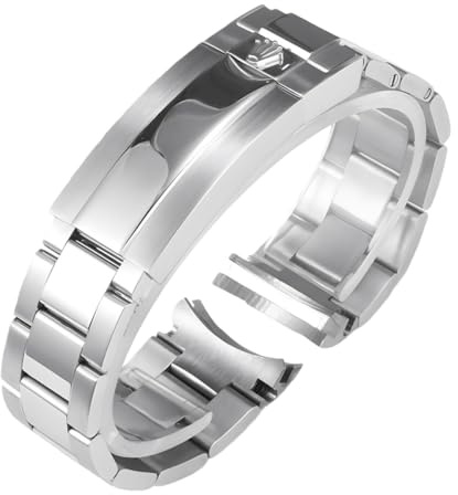 ROUHO Cinturino Orologio Acciaio Inossidabile Bracciale Metallo Ricambio Oyster Maglie Attacco Curvo Argentato per Rolex GMT-Master - argento lucido 20mm
