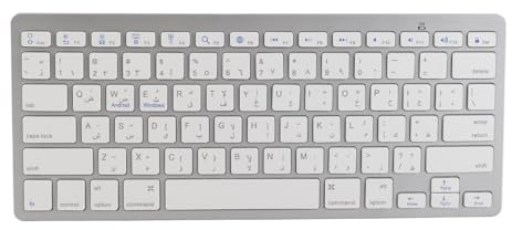 CHEOTIME Ultratunn ryska/arabiska engelska tvåspråkiga tangentbord, BT trådlöst stänksäkert Lättvikts Tysta Bluetooth-tangentbord för bärbar dator Tablet Desktop 11,2 tum (arabiska)