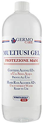 Multiusi Gel - Gel Igienizzante, Pronto all'Uso, per l'Igiene delle Mani, Uso Senz'Acqua, Dermatologicamente Testato, Presidio Medico Chirurgico, Confezione da 1000 ml