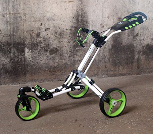 Golftrolley Yorrx® SL Pro 7 HAMMA Plus, Golfwagen mit innovativem 360° Spin Vorderrad (frei 360° gelagert), Aktion: inkl. Regenschirmhalter & Tees (grün/weiß)