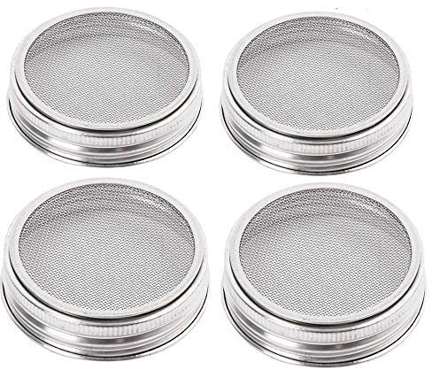 Merrday 4 Pack Stainless Steel Sprouting Lid Kit for Wide Mouth Mason & Canning Jars