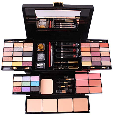 MUUZONING 39 Colours Mix Eyeshadow Concealer Lip Gloss Pressed Powder and Powder Blusher Makeup Palette Set Kit - Makeup Toiletries Palette For Daily Use N406