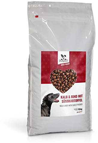 DOGS-HEART Kalb&Rind mit Süßkartoffel (15 kg) Hundefutter trocken Getreidefrei mit hohem Fleischanteil, Glutenfrei