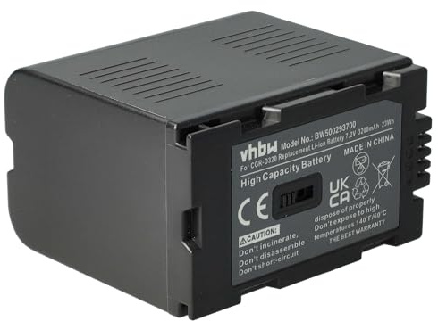 vhbw batteria sostituisce Panasonic CGR-D16SE/1B, CGR-D220, CGR-D220E/1B, CGR-D28 per videocamera camcorder (3200mAh, 7,2V, Li-Ion)