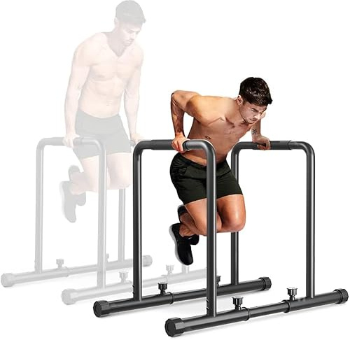 YOLEO Parallele Fitness Calisthenics Regolabile, Barra Parallele Dip, Regolabile in Altezza e Larghezza, Acciaio, Nero