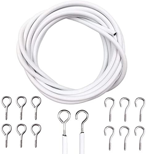 D.A.Y. Republic 4 Meter Curtain Wire Cord with 8 Pairs of Hooks & Eyes, Multi-Purpose Voile Wire Cable, Cut to Size, Perfect for Hanging up Net Curtains and Pictures