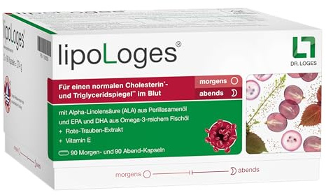 lipoLoges® - 180 Kapseln - Nahrungsergänzung bei Fettstoffwechselstörungen - Für gesunde Cholesterin- und Blutfettwerte - mit hochwertigen Omega-3-Fettsäuren