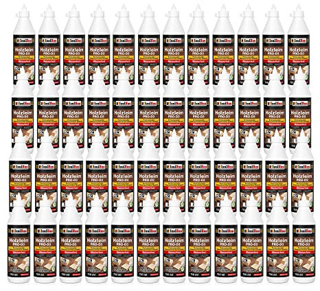 Isolbau Holzleim PRO-D3-48 x 750 ml (860 g) Extra starker Holzkleber für alle Holzarten, für Innen & Außen, Wasserfest, Lösemittelfrei
