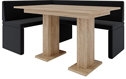 FURNISTAR Eckbank AKIKO mit Tisch - Eckbankgruppe für Ihrem Esszimmer, Küche modern, Sitzecke, Essecke. Perfekt für Küche, Büro und Rezeption. Solide und starke Verarbeitung (INARI 100, 168x128 links)